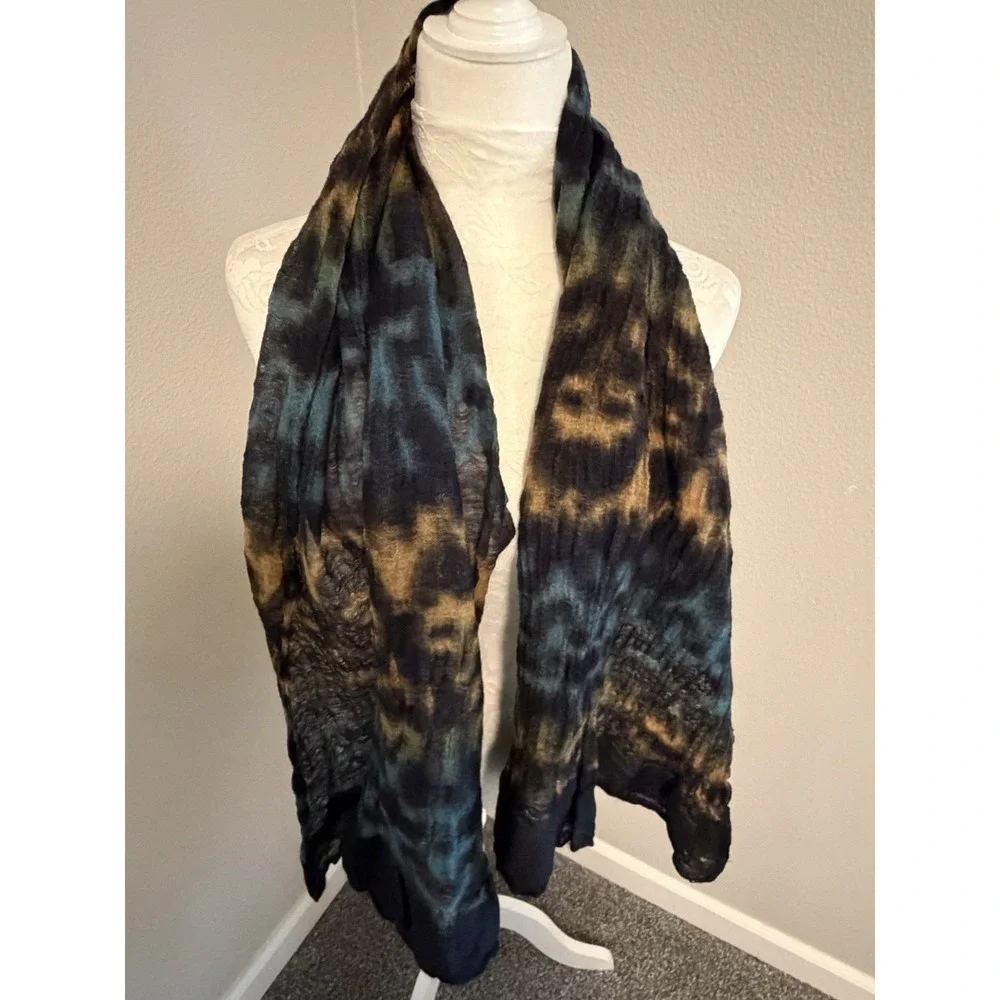Asian Eye Soft Wool Silk Blend‎ Rectangle Scarf Shawl 61